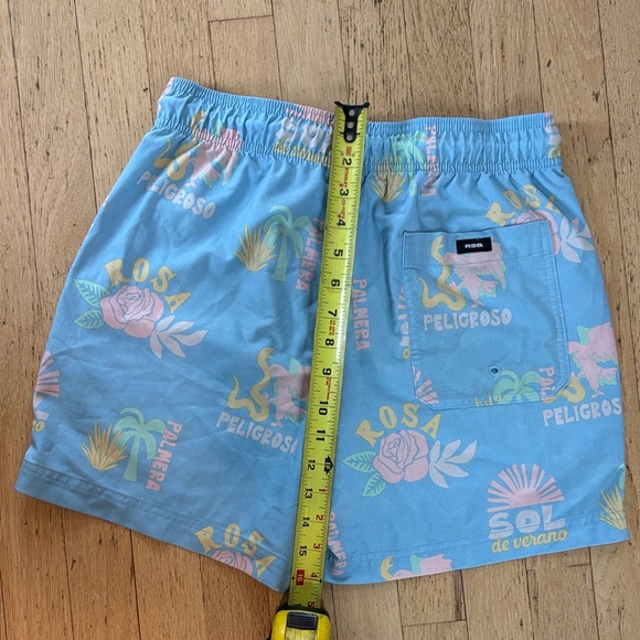 RSQ Light Blue Tropical Print Men's Athletic Shorts - Picture 4 of 5